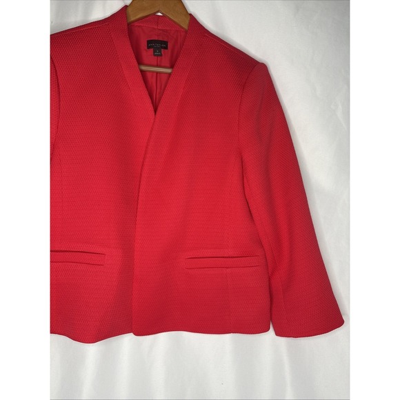 Ann Taylor Factory Women's 12 Red Cropped Jacket Blazer Career Lined - Picture 3 of 7